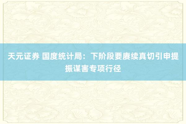 天元证券 国度统计局：下阶段要赓续真切引申提振谋害专项行径