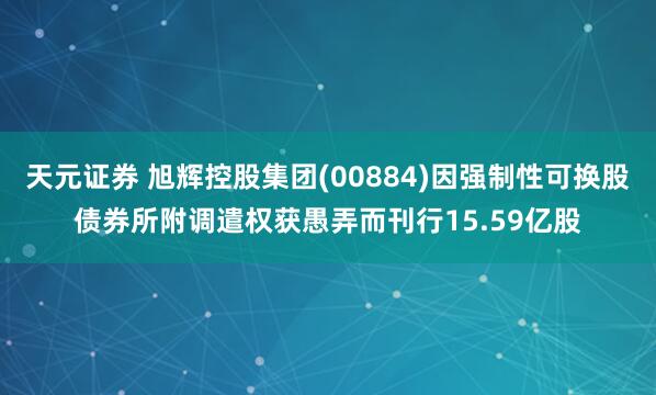 天元证券 旭辉控股集团(00884)因强制性可换股债券所附调遣权获愚弄而刊行15.59亿股
