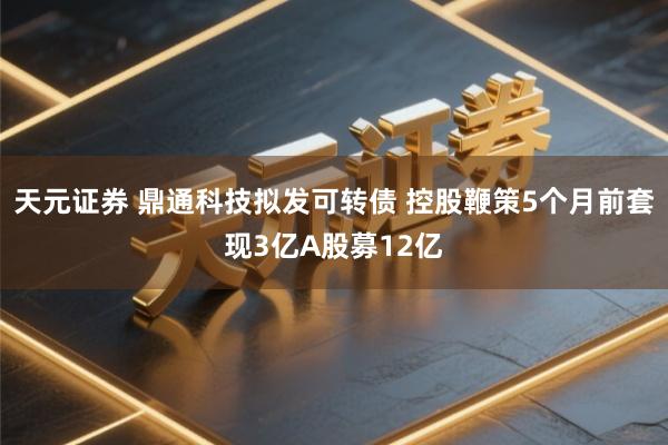 天元证券 鼎通科技拟发可转债 控股鞭策5个月前套现3亿A股募12亿