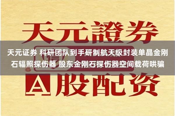 天元证券 科研团队到手研制航天级封装单晶金刚石辐照探伤器 股东金刚石探伤器空间载荷哄骗